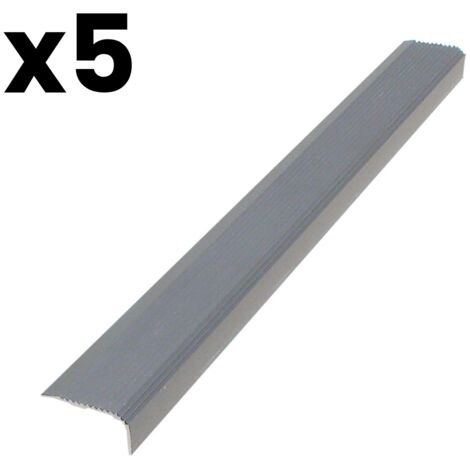 Lot de 5 Nez de marche Licorne 36x18x900 mm aluminium anodisé teinte naturel
