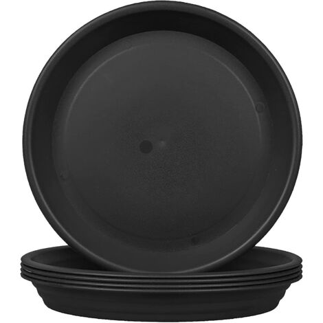 lot De 5 Noirsoucoupe Pour Pot De Fleur 25cm Rond Plateau Dessous De Pot De Fleurs En Plastique Pot Pour Plantes-pour Intrieur Et Extrieur