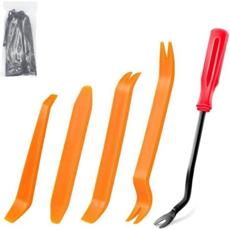 Lot de 5 outils de levier pour moulures de voiture - Outils de démontage - Kit d'outils de démontage pour revêtement intérieur de voiture - Outil de démontage pour garniture intérieure de véhicule