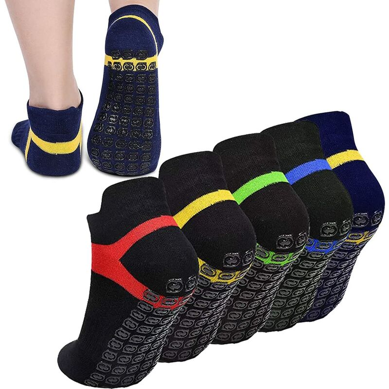 Almi - Lot de 5 paires de chaussettes de yoga pour homme et femme - Chaussettes de sport pour danse, pilates, ballet, yoga et fitness