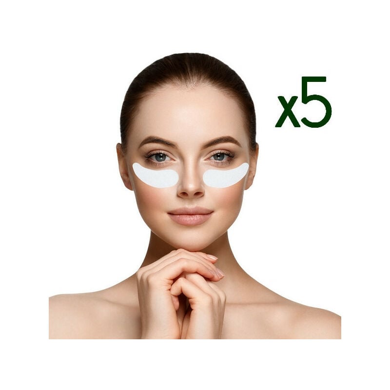 Lot de 5 paires de masques apaisant Konjac contour des yeux à base de collagène - Blanc - Livraison gratuite - Blanc