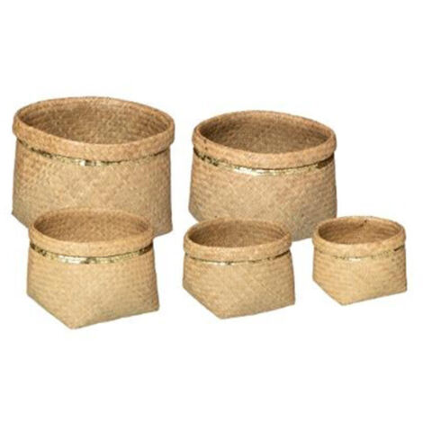 Lot de 5 Paniers de Rangement "Sequins" 39cm Naturel