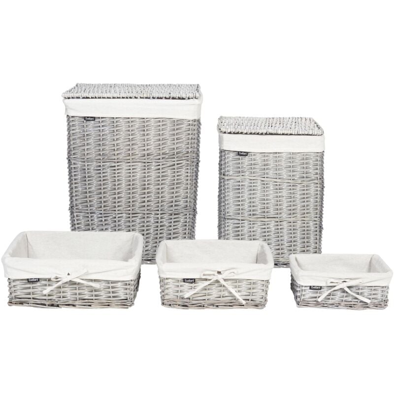 Beliani - Lot de 5 Paniers Moderne en Saule Corbeilles à Linge Blanc Ella