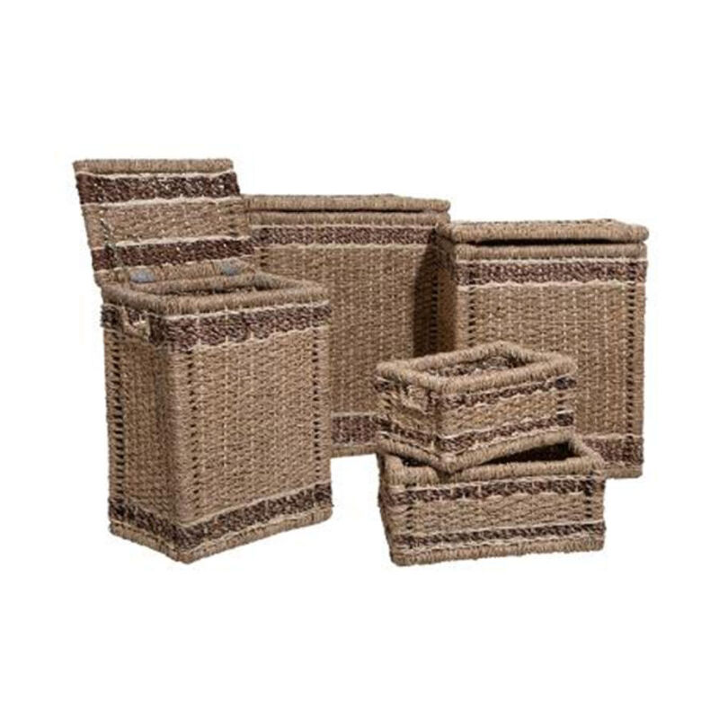 Lot de 5 Paniers Rangement 'Tressé' 60cm Naturel