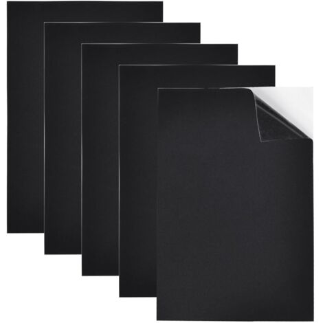 Lot de 5 panneaux de mousse autocollants, panneaux de mousse noirs, 300 x 200 x 3 mm, caoutchouc cellulaire, rembourrage en caoutchouc mousse autocollant, tapis en mousse antidérapant avec support adh