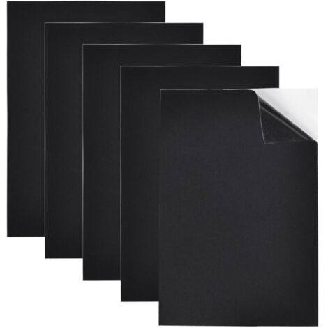 Lot de 5 panneaux de mousse autocollants, panneaux de mousse noirs, 300 x 200 x 3 mm, caoutchouc cellulaire, rembourrage en caoutchouc mousse autocollant, tapis en mousse antidérapant avec support adh