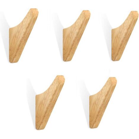 Lot de 5 patères en bois, crochets à serviettes muraux, porte-manteau d'entrée créatif