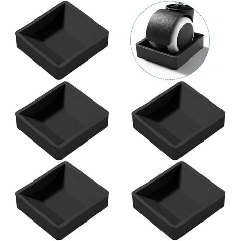 Lot de 5 patins antidérapants en caoutchouc - 5,9 x 6,4 cm - Sol et roues de meubles - Noir