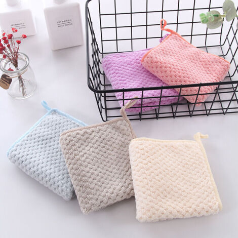 Lot de 5 petites serviettes avec boucle de suspension, serviettes sèches à la main pour cuisine et salle de bain, super absorbantes, lavable en machine, séchage rapide