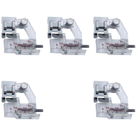 Lot de 5 pieds-de-biche réglables pour biais, plage de réglage de 5 mm à 20 mm