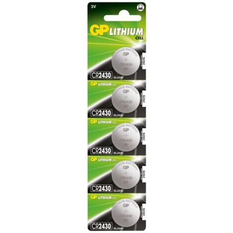 Lot de 5 piles bouton CR2430 lithium 3V – Haute densité énergétique – Capacité 280 mAh – Pour montres et appareils électroniques – GP - Y807722