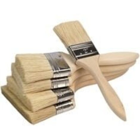 Lot de 5 Pinceaux De Peinture avec Manche en Bois, Qualité Supérieure, pour Décoration Murale, pour Armoire, Châssis, Décoration De Maison Bordure De Garniture De Rénovation (2 3 4 5 6 Pouces)