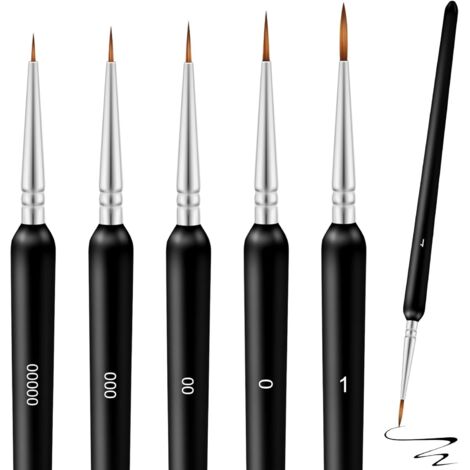 Lot de 5 Pinceaux Peinture Ultra Fins 00000 à 1 pour Modèle Figurine Nails Acrylique Aquarelle et Détails