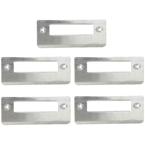Lot de 5 plaques de renfort métalliques pour porte, protection de porte, gâche réglable, cache-trou de poignée de porte - 11 x 4,5 cm - Argent