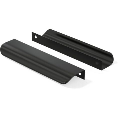 Lot De 5 Poignee de Meuble Cuisine Invisible Noir -Poignée Cuisine Noir Mat en Alliage d'Aluminium Poignée Meuble Entraxe 128mm