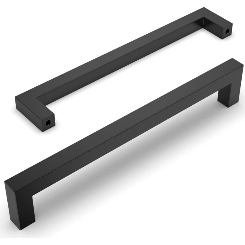 Paryou - Lot de 10 Poignee de Meuble Noir Cuisine Entraxe 192mm Acier Inoxydable Poignées pour Placards Poignet de Porte Cuisine