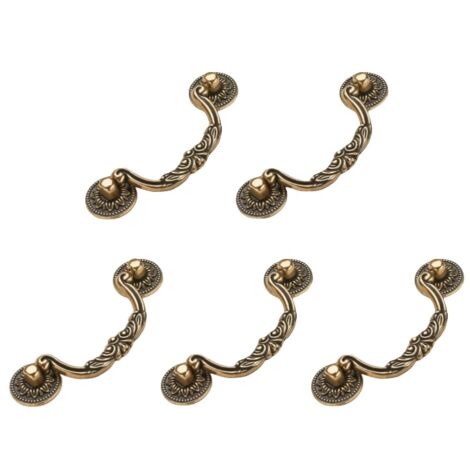 Lot de 5 Poignée de porte ou bouton de meubles vintage en bronze de style ancien pour armoires de cuisine