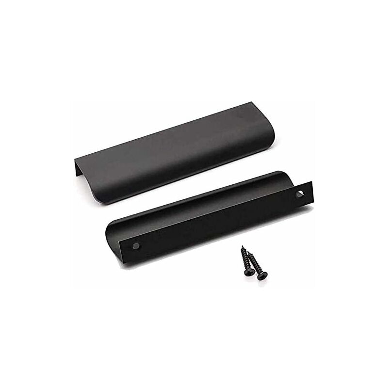 Lot de 5 Poignée Profil Noir Poignee de Meuble Cuisine Noir,Poignée Cuisine Noir Poignée Meuble Noir Mat en Alliage d'Aluminium Entraxe 128mm