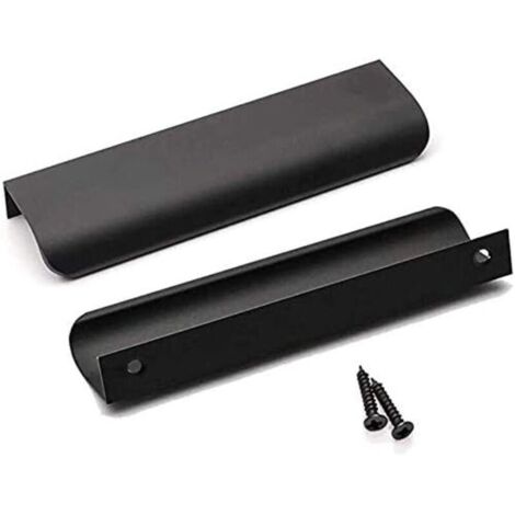 Lot de 5 Poignée Profil Noir Poignee de Meuble Cuisine Noir,Poignée Cuisine Noir Poignée Meuble Noir Mat en Alliage d'Aluminium Entraxe 128mm Longueur 150mm