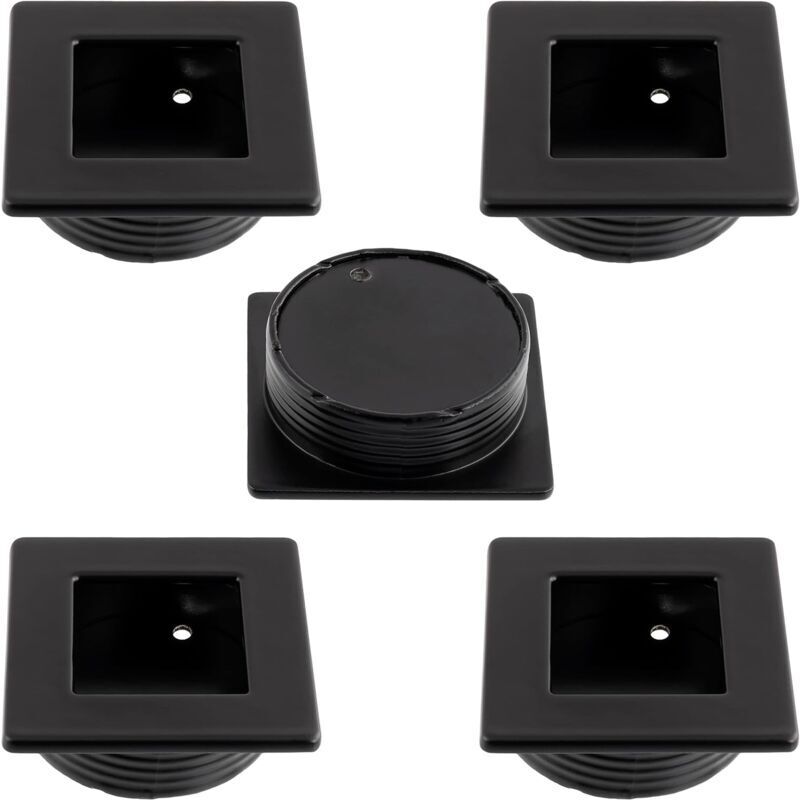 Lot de 5 poignées à encastrer carrées 46x46 mm Ø40 mm pour porte coulissante - meuble armoire placard tiroir décoration intérieur