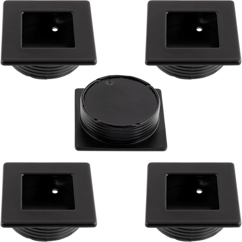 Lot de 5 poignées à encastrer carrées 46x46 mm Ø40 mm pour porte coulissante - meuble armoire placard tiroir décoration intérieur cuisine salon - en