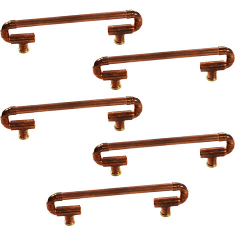 Lot de 5 Poignées mobiles et designs en Cuivre - Entraxe 128 mm - Ø12 - Arcanaute