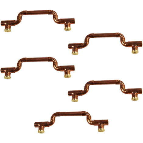 Lot de 5 Poignées mobiles et élégantes en Cuivre - Entraxe 128 mm - Ø12 - Arcanaute