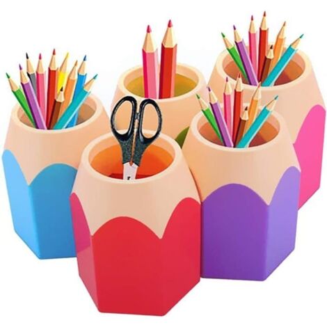 Lot de 5 pots à crayons de couleurs assorties, pot à crayons, pot à pinceaux de maquillage, organisateur de bureau