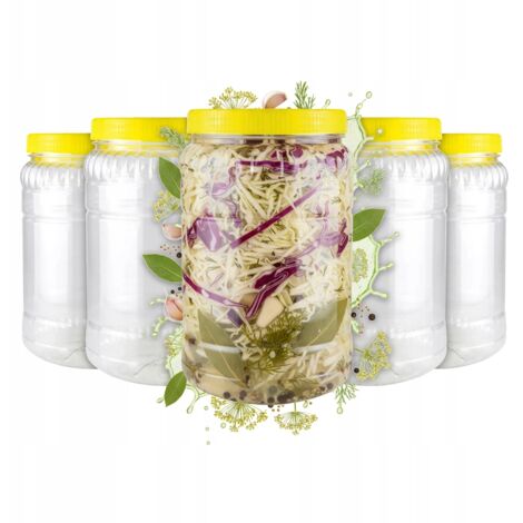 Lot de 5 pots en plastique PET de 3 L pour teintures alimentaires sèches et liquides, réutilisables.