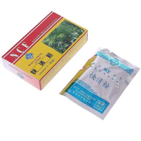 Lot de 5 poudres clarifiantes pour eau d'aquarium, nettoyantes pour aquarium, éliminent les odeurs