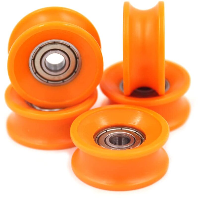 Lot de 5 poulies à roulement à billes 6 x 30 x 13 mm avec rainure en u - Orange