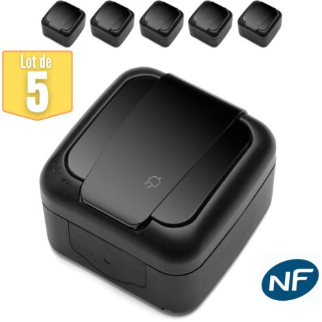 VI-KO Lot de 5 Prise 2P+T étanche IP54 - Viko by Panasonic - Noir - NF