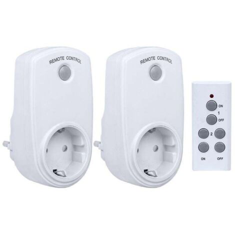 Lot de 5 Prise Programmable Électrique, Prise Télécommandée sans Fil avec 2 Télécommandes 2 Piles Fournies, 30M de Distance de Contrôle