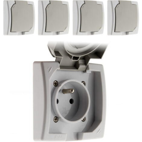 Lot de 5 prises 16A 2P+T encastrables IP44 pour extérieur – Protection étanche – Fixation vis et griffes – Bornes automatiques – Tamaris