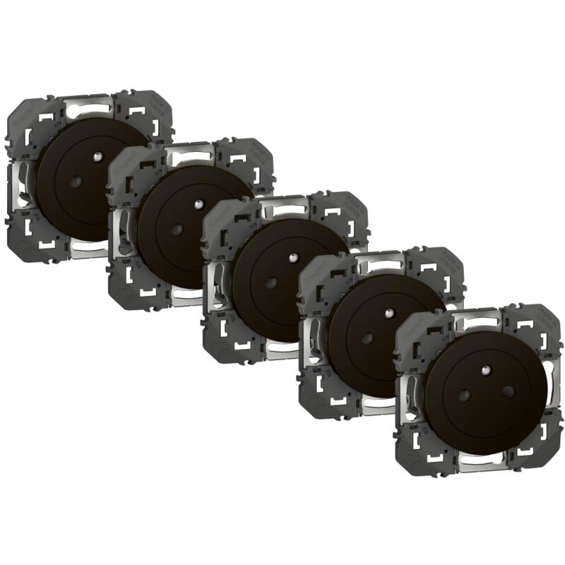 Lot de 5 prises avec terre, à assembler Dooxie, LEGRAND, noir