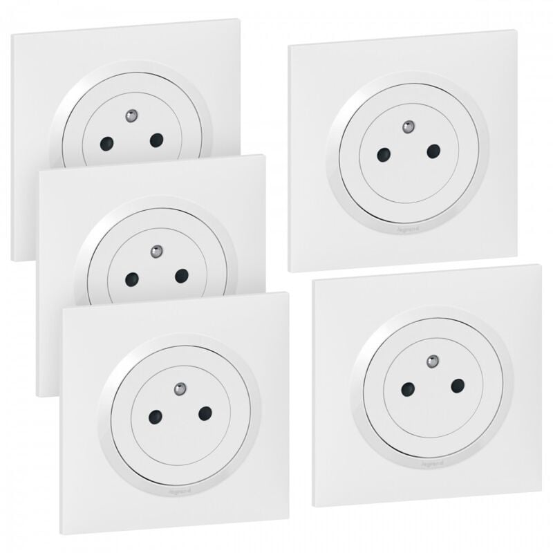 Legrand - Lot de 5 prises avec terre complet Dooxie blanc