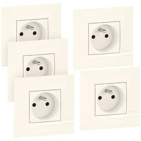 Prise électrique murale 2 pôles + terre - Prise élec 230v (2 pôles + terre)  f murale à monter - nf - 80x80mm - Ref 722136 - Alimentation et charge