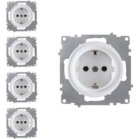Lot de 5 prises de courant EU type Schuko – Bornes à vis – Sécurité anti-incendie – Matériaux ininflammables – Warm-On