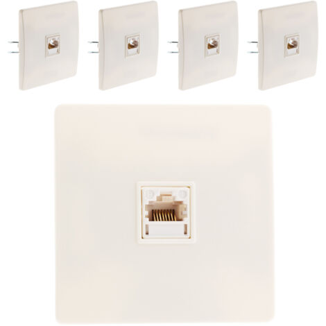 Lot de 5 prises téléphone RJ 45 vis + griffes Blanc - Diwone