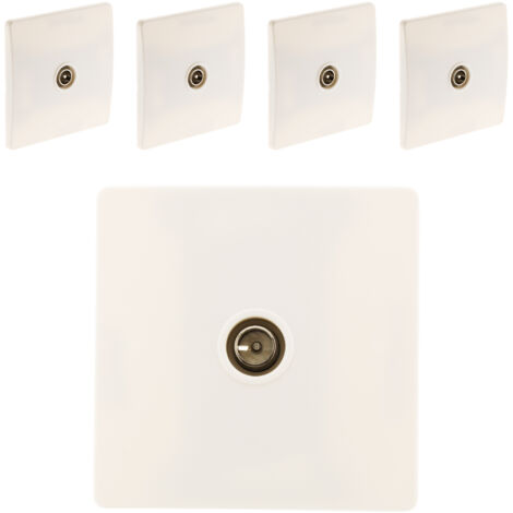 Lot de 5 prises TV Ø9,52 vis + griffes Blanc - Diwone