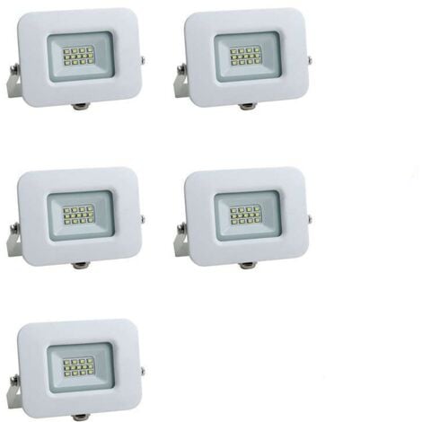 OPTONICA Lot de 5 Projecteurs LED 10W (60W) Blanc Premium Line IP65 850lm - Blanc Naturel 4500K