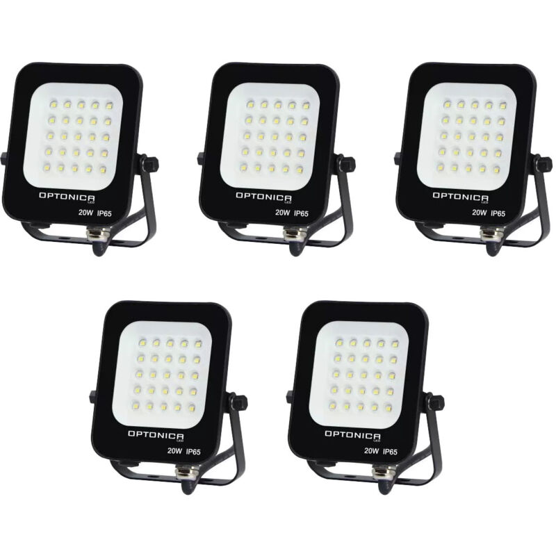 Lot de 5 Projecteurs LED 20W Noir Étanche IP65 1800lm 115W Blanc Chaud 2700K