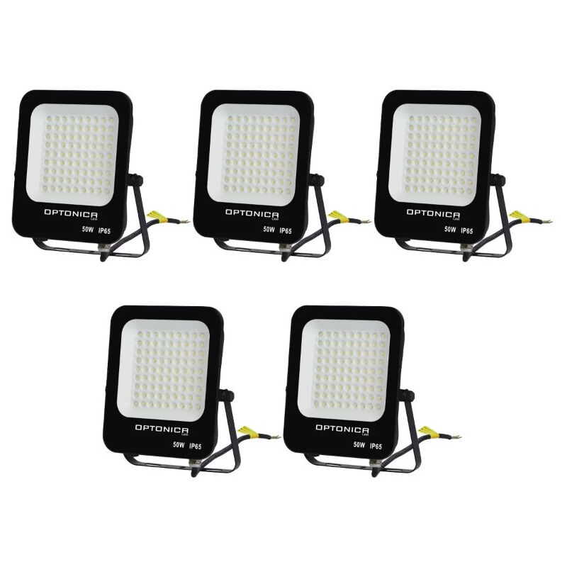 Lot de 5 Projecteurs LED 50W Noir Étanche IP65 4500lm 250W Blanc Chaud 2700K