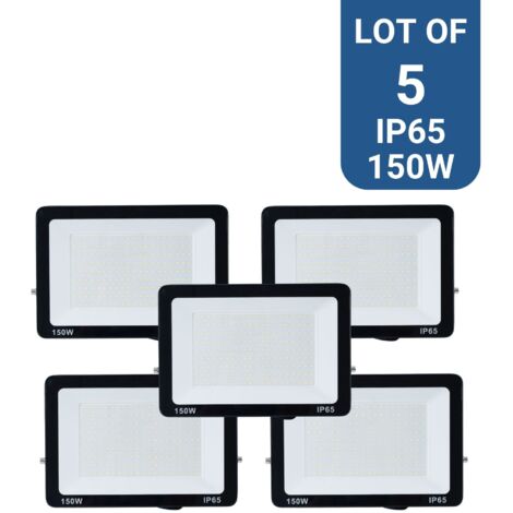 Lot de 5 projecteurs LED extérieur - 150W - 95lm/W - IP65 - Blanc Froid