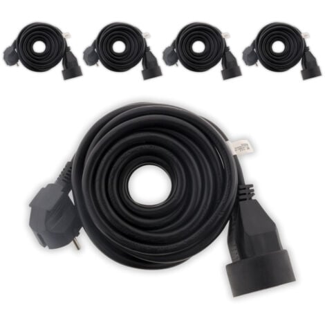 Lot de 5 prolongateurs 16A HO5VV-F 3G1,5mm² - Noir 5m - Zenitech