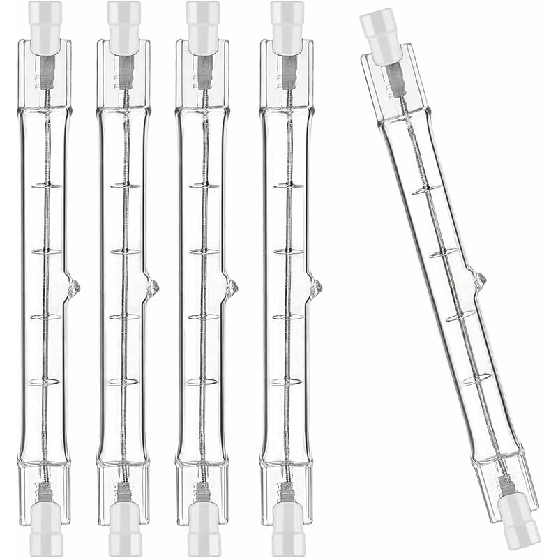 Jusch - Lot de 5 R7S Ampoule Halogène 118mm 200W 230V, Tige Halogène R7S 118mm, Ampoule Halogène r7s Lampe Tige Halogène Dimmable pour Spot de