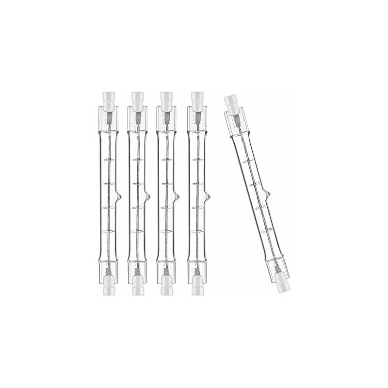 Lot de 5 R7S Ampoule Halogène 118mm 200W 230V, Tige Halogène R7S 118mm, Ampoule Halogène r7s Lampe Tige Halogène Dimmable pour Spot de Bâtiment,