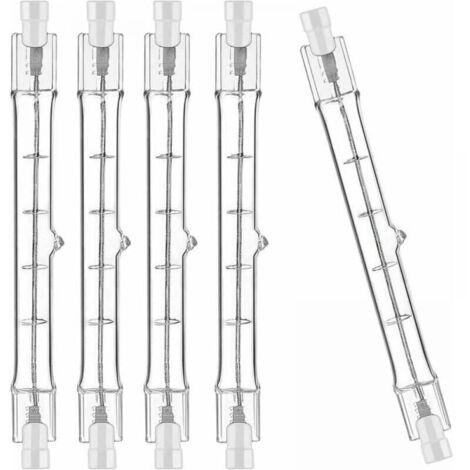 Lot de 5 R7S Ampoule Halogène 118mm 300W 230V, Tige Halogène R7S 118mm, Ampoule Halogène r7s Lampe Tige Halogène Dimmable pour Spot de Bâtiment, Eclairage Paysage de Travail, Eclairage Salon
