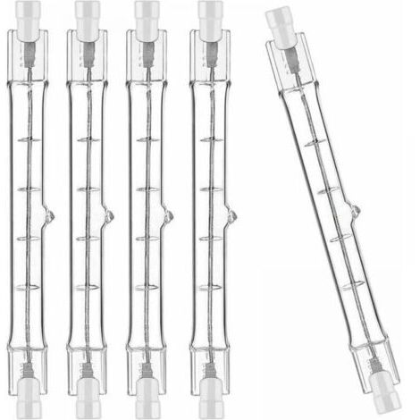 Lot de 5 R7S Ampoule Halogène 118mm 300W 230V, Tige Halogène R7S 118mm, Ampoule Halogène r7s Lampe Tige Halogène Dimmable pour Spot de Bâtiment, Eclairage Paysage de Travail, Eclairage Salon