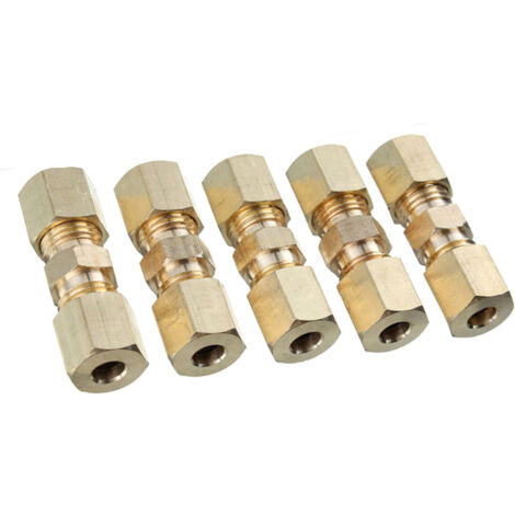 Lot de 5 raccords à compression en laiton 3/16 po, connecteurs résistants à la corrosion et durables pour tuyaux de frein